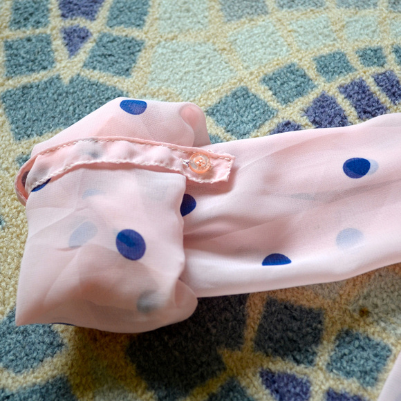 Blush/ Navy Polka Dot Blouse by Garage Size XS - Picture 6 of 8